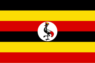 Uganda flag with the crowned crane emblem
